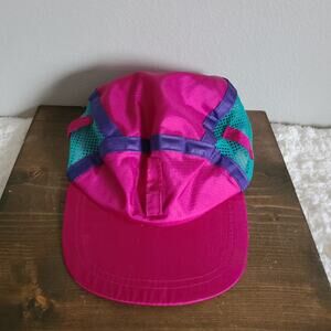 Vintage Columbia 90's Colorblock 5-Pantel Nylon Mesh Retro Hat One Size RARE